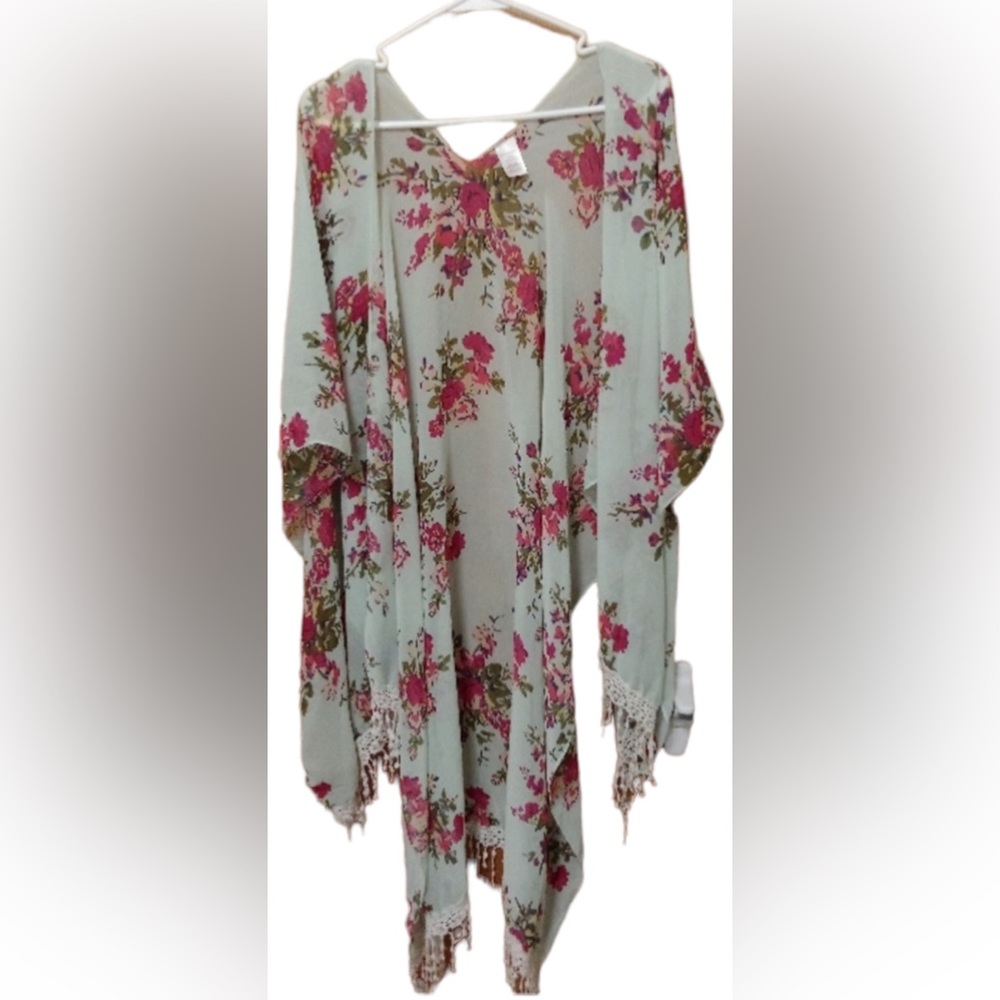 Sheer Floral Shawl